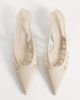 Mango Mango faux leather braided kitten heel slingbacks in beige-Neutral - 2