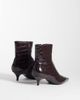 Mango Mango faux leather croc look kitten heeled ankle boot in burgundy-RED - 4