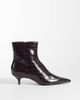 Mango Mango faux leather croc look kitten heeled ankle boot in dark burgundy-RED - 1
