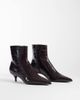 Mango Mango faux leather croc look kitten heeled ankle boot in dark burgundy-RED - 2