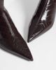 Mango Mango faux leather croc look kitten heeled ankle boot in dark burgundy-RED - 3