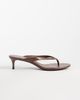 Mango Mango faux leather heeled flip flops in chocolate-Brown - 1