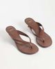 Mango Mango faux leather heeled flip flops in chocolate-Brown - 2