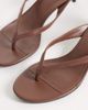 Mango Mango faux leather heeled flip flops in chocolate-Brown - 3