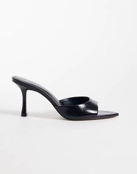 Mango Mango faux leather heeled mules in black
