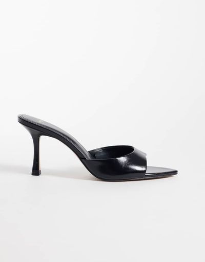 Mango Mango faux leather heeled mules in black