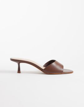 Mango Mango faux leather heeled mules in brown