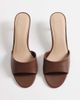 Mango Mango faux leather heeled mules in brown - 2