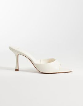 Mango Mango faux leather heeled mules in cream-Neutral