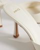 Mango Mango faux leather heeled mules in cream-Neutral - 4