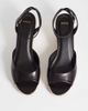 Mango Mango faux leather heeled peep toe wedges in chocolate-Brown - 2