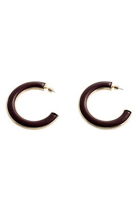 MANGO MANGO Faux Leather Hoop Earrings