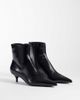 Mango Mango faux leather kitten heeled ankle boot in black - 2