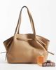 Mango Mango faux leather large slouchy tote bag in latte-Brown - 2