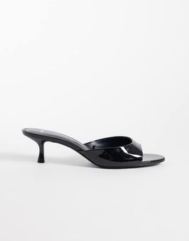 Mango Mango faux leather low heeled mules in black