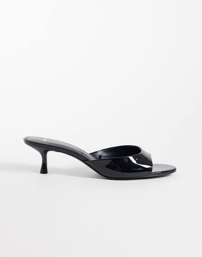 Mango Mango faux leather low heeled mules in black