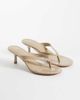 Mango Mango faux leather patent heeled flip flop sandals in beige-Gray - 2