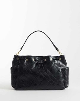 Mango Mango faux leather quilted shoulder bag in black