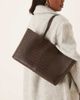 Mango Mango faux leather rectangle shoulder bag in dark brown - 1