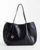 Mango Mango faux leather rounded edge tote bag in black - 1