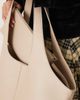 Mango Mango faux leather shopper bag in oat-Neutral - 2