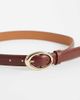 Mango Mango faux leather slim belt with oval buckle in brown - 2