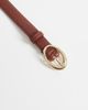 Mango Mango faux leather slim belt with oval buckle in brown - 3