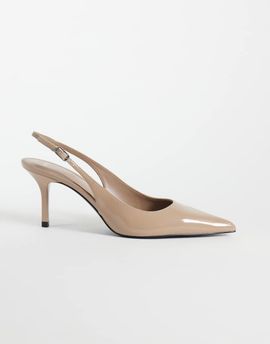 Mango Mango faux leather slingback heels in mushroom-Neutral