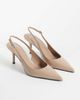 Mango Mango faux leather slingback heels in mushroom-Neutral - 2