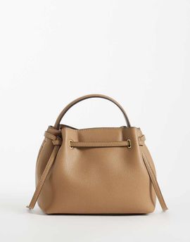 Mango Mango faux leather slouch bucket bag in latte-Brown