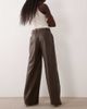 Mango Mango faux leather straight pants in brown - 3