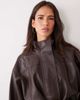 Mango Mango faux leather tie waist jacket in brown - 3