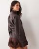 Mango Mango faux leather tie waist jacket in brown - 4