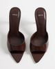 Mango Mango faux patent leather heeled mules in chocolate-Brown - 2