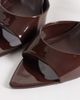 Mango Mango faux patent leather heeled mules in chocolate-Brown - 4