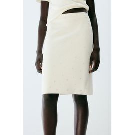 MANGO MANGO Faux Pearl Detail Knit Skirt