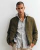Mango Mango faux suede high neck jacket in khaki green - 1