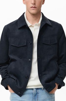 MANGO MANGO Faux Suede Shirt Jacket