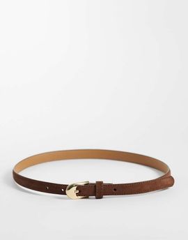 Mango Mango faux suede slim belt in brown