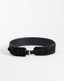 Mango Mango faux suede thick belt in black