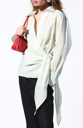 MANGO MANGO Faux Wrap Woven Shirt
