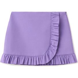 MANGO MANGO Featuring Hailey Bieber Ruffle Detail Cotton Blend Miniskirt