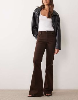 Mango Mango flared jean in chocolate-Brown