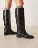 Mango Mango flat knee high boots in black - 1