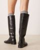 Mango Mango flat knee high boots in black - 2
