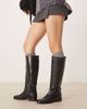 Mango Mango flat knee high boots in black - 3