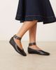Mango Mango flat shoes with eyelet ankle strap in black - 3