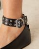 Mango Mango flat shoes with eyelet ankle strap in black - 4