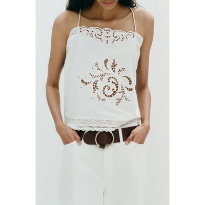 MANGO MANGO Floral Broderie Anglaise Top