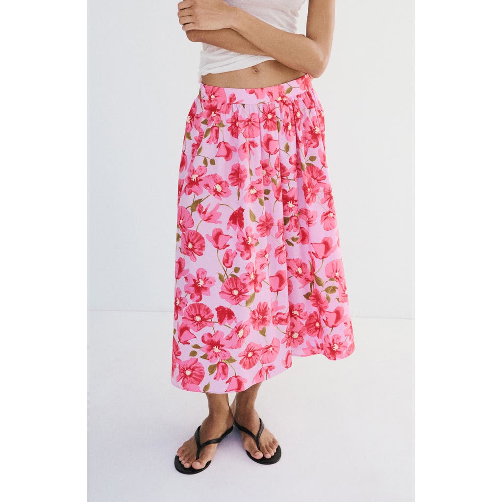 MANGO MANGO Floral Cotton Midi Skirt